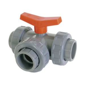 VALVULA DE BOLA 3 VIAS ENCOLAR PVC PRESION