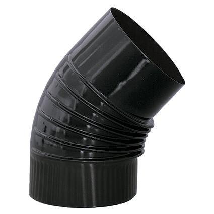 CODO M-H 45º VITRIFICADO NEGRO PARA CHIMENEAS